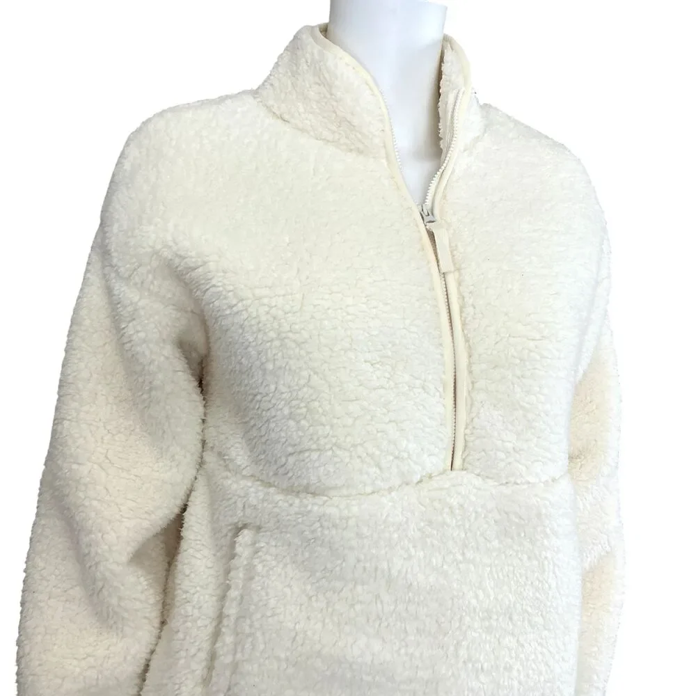 Sundance Heidi Sherpa Half Zip Pullover sz S Cozy Vanilla Cream Teddy‎ Coat BOHO
